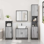 vidaXL Dulap de baie cu oglindă gri sonoma 65x20x60 cm lemn compozit vidaXL Dulap de baie cu oglindă gri sonoma 65x20x60 cm lemn compozit