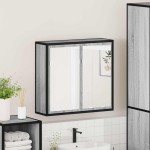 vidaXL Dulap de baie cu oglindă gri sonoma 65x20x60 cm lemn compozit vidaXL Dulap de baie cu oglindă gri sonoma 65x20x60 cm lemn compozit