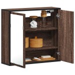 vidaXL Dulap de baie cu oglindă stejar maro 65x20x60 cm lemn compozit vidaXL Dulap de baie cu oglindă stejar maro 65x20x60 cm lemn compozit