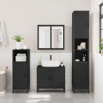vidaXL Dulap cu oglindă pentru baie neagră 65x20x60 cm lemn prelucrat vidaXL Dulap cu oglindă pentru baie neagră 65x20x60 cm lemn prelucrat