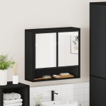 vidaXL Dulap cu oglindă pentru baie neagră 65x20x60 cm lemn prelucrat vidaXL Dulap cu oglindă pentru baie neagră 65x20x60 cm lemn prelucrat