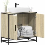 vidaXL Dulap de chiuvetă baie stejar sonoma 65x33x60 cm lemn prelucrat vidaXL Dulap de chiuvetă baie stejar sonoma 65x33x60 cm lemn prelucrat