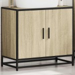 vidaXL Dulap de chiuvetă baie stejar sonoma 65x33x60 cm lemn prelucrat vidaXL Dulap de chiuvetă baie stejar sonoma 65x33x60 cm lemn prelucrat