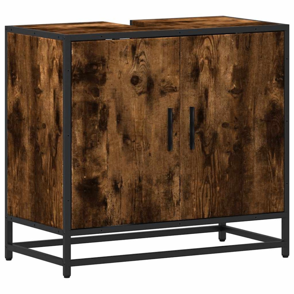 vidaXL Dulap pentru chiuvetă de baie stejar afumat 65x33x60 cm lemn