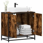 vidaXL Dulap pentru chiuvetă de baie stejar afumat 65x33x60 cm lemn vidaXL Dulap pentru chiuvetă de baie stejar afumat 65x33x60 cm lemn