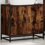 vidaXL Dulap pentru chiuvetă de baie stejar afumat 65x33x60 cm lemn vidaXL Dulap pentru chiuvetă de baie stejar afumat 65x33x60 cm lemn