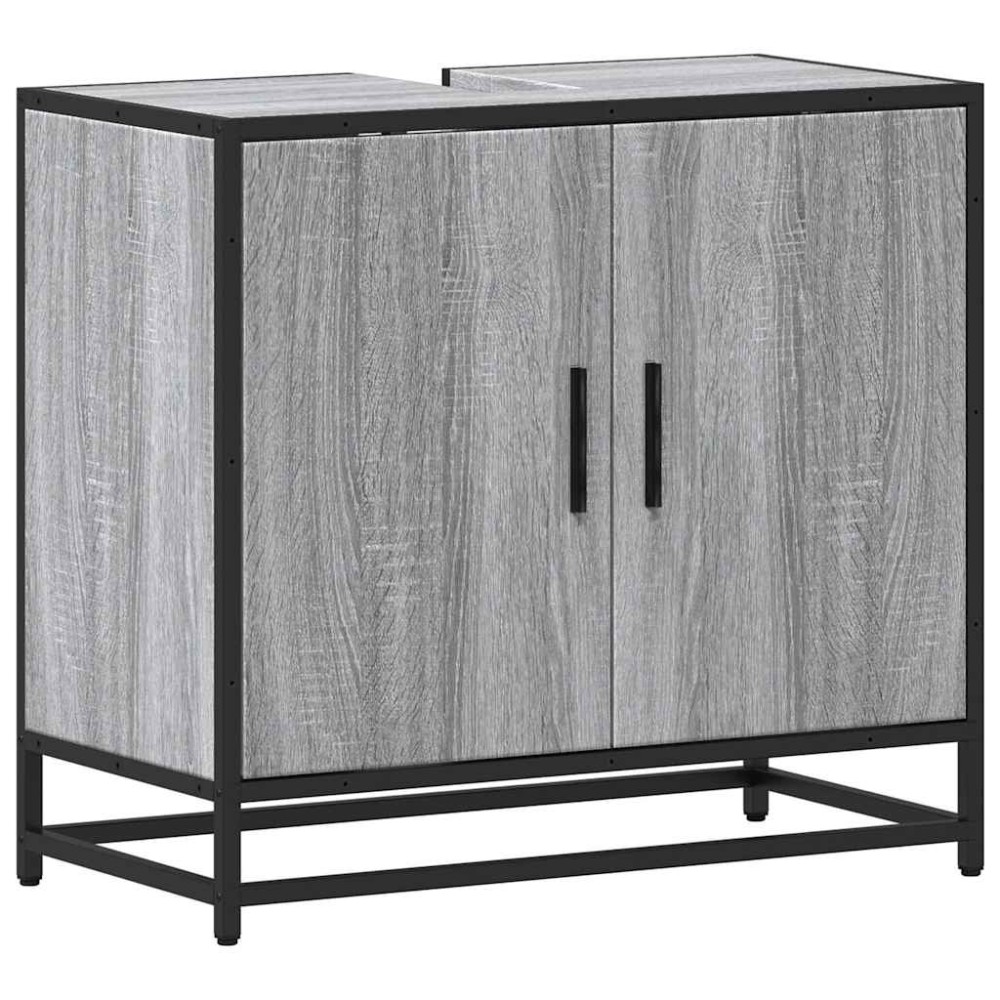 vidaXL Dulap pentru chiuvetă de baie gri Sonoma 65x33x60 cm lemn