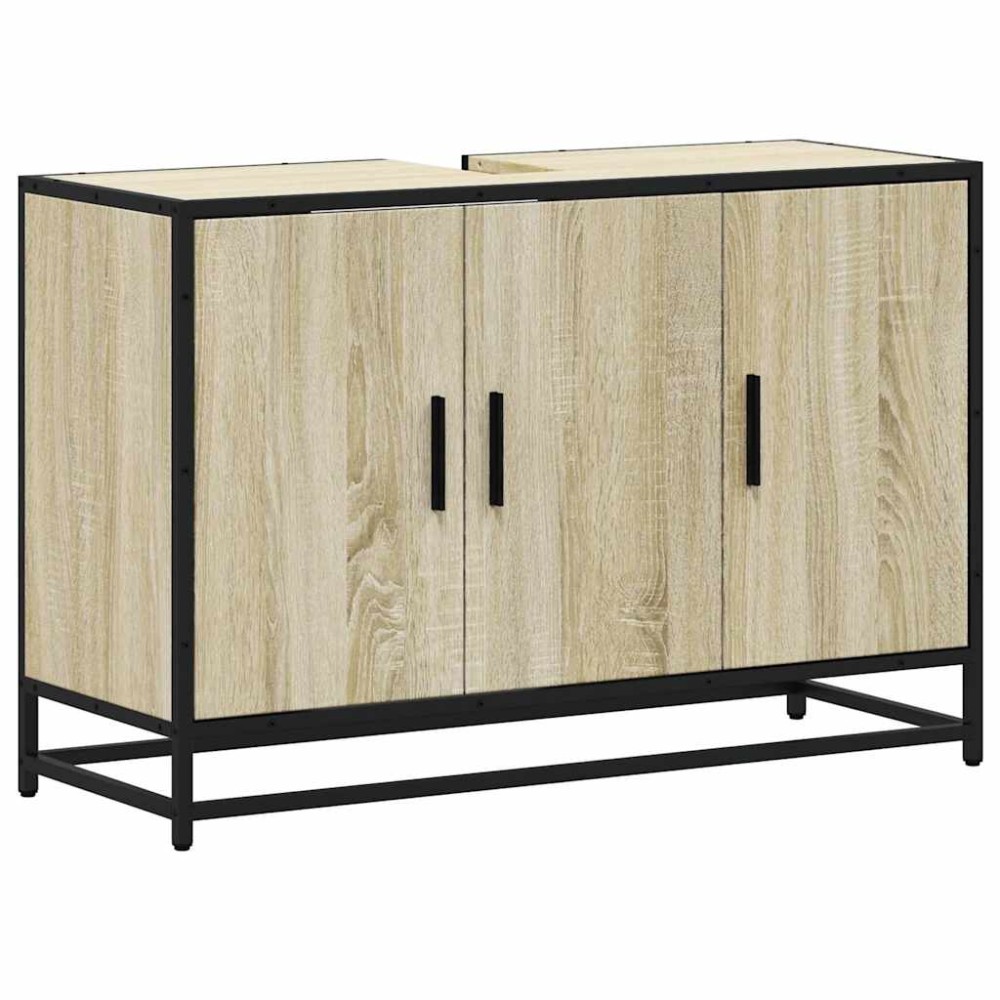 vidaXL Dulap pentru chiuveta de baie stejar Sonoma 90x33x60 cm lemn