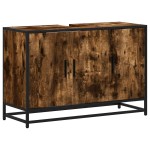 vidaXL Dulap pentru chiuveta de baie stejar afumat 90x33x60 cm lemn vidaXL Dulap pentru chiuveta de baie stejar afumat 90x33x60 cm lemn