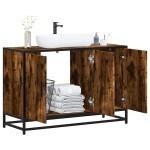 vidaXL Dulap pentru chiuveta de baie stejar afumat 90x33x60 cm lemn vidaXL Dulap pentru chiuveta de baie stejar afumat 90x33x60 cm lemn