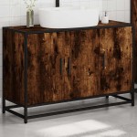 vidaXL Dulap pentru chiuveta de baie stejar afumat 90x33x60 cm lemn vidaXL Dulap pentru chiuveta de baie stejar afumat 90x33x60 cm lemn