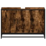 vidaXL Dulap pentru chiuveta de baie stejar afumat 90x33x60 cm lemn vidaXL Dulap pentru chiuveta de baie stejar afumat 90x33x60 cm lemn