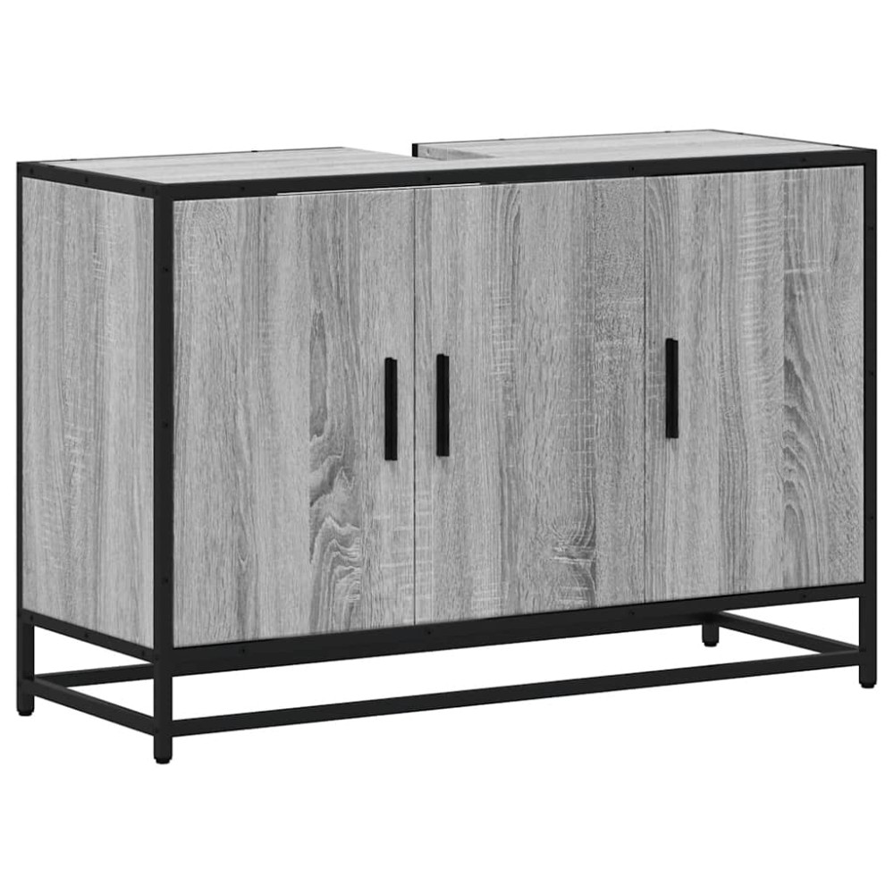 vidaXL Dulap pentru chiuvetă de baie gri Sonoma 90x33x60 cm lemn