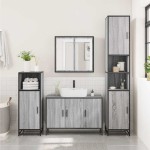 vidaXL Dulap pentru chiuvetă de baie gri Sonoma 90x33x60 cm lemn vidaXL Dulap pentru chiuvetă de baie gri Sonoma 90x33x60 cm lemn