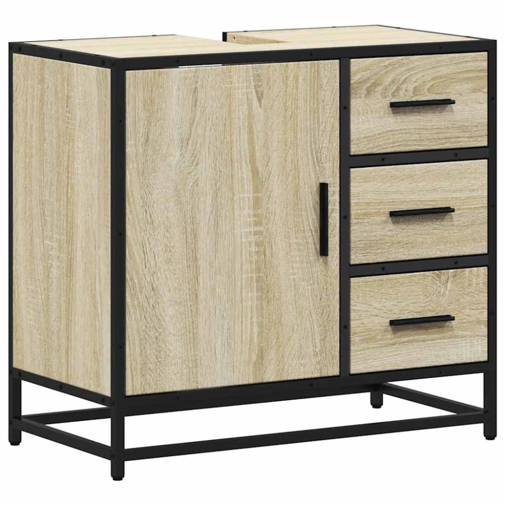 vidaXL Dulap de chiuvetă baie stejar sonoma 65x33x60 cm lemn prelucrat