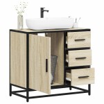 vidaXL Dulap de chiuvetă baie stejar sonoma 65x33x60 cm lemn prelucrat vidaXL Dulap de chiuvetă baie stejar sonoma 65x33x60 cm lemn prelucrat