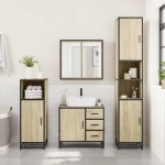 vidaXL Dulap de chiuvetă baie stejar sonoma 65x33x60 cm lemn prelucrat vidaXL Dulap de chiuvetă baie stejar sonoma 65x33x60 cm lemn prelucrat