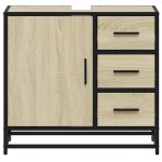 vidaXL Dulap de chiuvetă baie stejar sonoma 65x33x60 cm lemn prelucrat vidaXL Dulap de chiuvetă baie stejar sonoma 65x33x60 cm lemn prelucrat