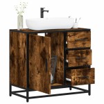 vidaXL Dulap pentru chiuvetă de baie stejar afumat 65x33x60 cm lemn vidaXL Dulap pentru chiuvetă de baie stejar afumat 65x33x60 cm lemn