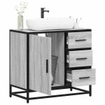vidaXL Dulap pentru chiuvetă de baie gri Sonoma 65x33x60 cm lemn vidaXL Dulap pentru chiuvetă de baie gri Sonoma 65x33x60 cm lemn