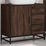 vidaXL Dulap pentru chiuvetă de baie stejar maro 65x33x60 cm lemn vidaXL Dulap pentru chiuvetă de baie stejar maro 65x33x60 cm lemn