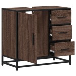 vidaXL Dulap pentru chiuvetă de baie stejar maro 65x33x60 cm lemn vidaXL Dulap pentru chiuvetă de baie stejar maro 65x33x60 cm lemn