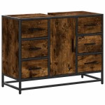 vidaXL Dulap chiuveta de baie stejar fumuriu 80x33x60 cm lemn compozit