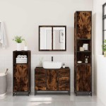 vidaXL Dulap chiuveta de baie stejar fumuriu 80x33x60 cm lemn compozit