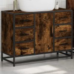 vidaXL Dulap chiuveta de baie stejar fumuriu 80x33x60 cm lemn compozit
