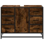 vidaXL Dulap chiuveta de baie stejar fumuriu 80x33x60 cm lemn compozit