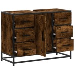 vidaXL Dulap chiuveta de baie stejar fumuriu 80x33x60 cm lemn compozit