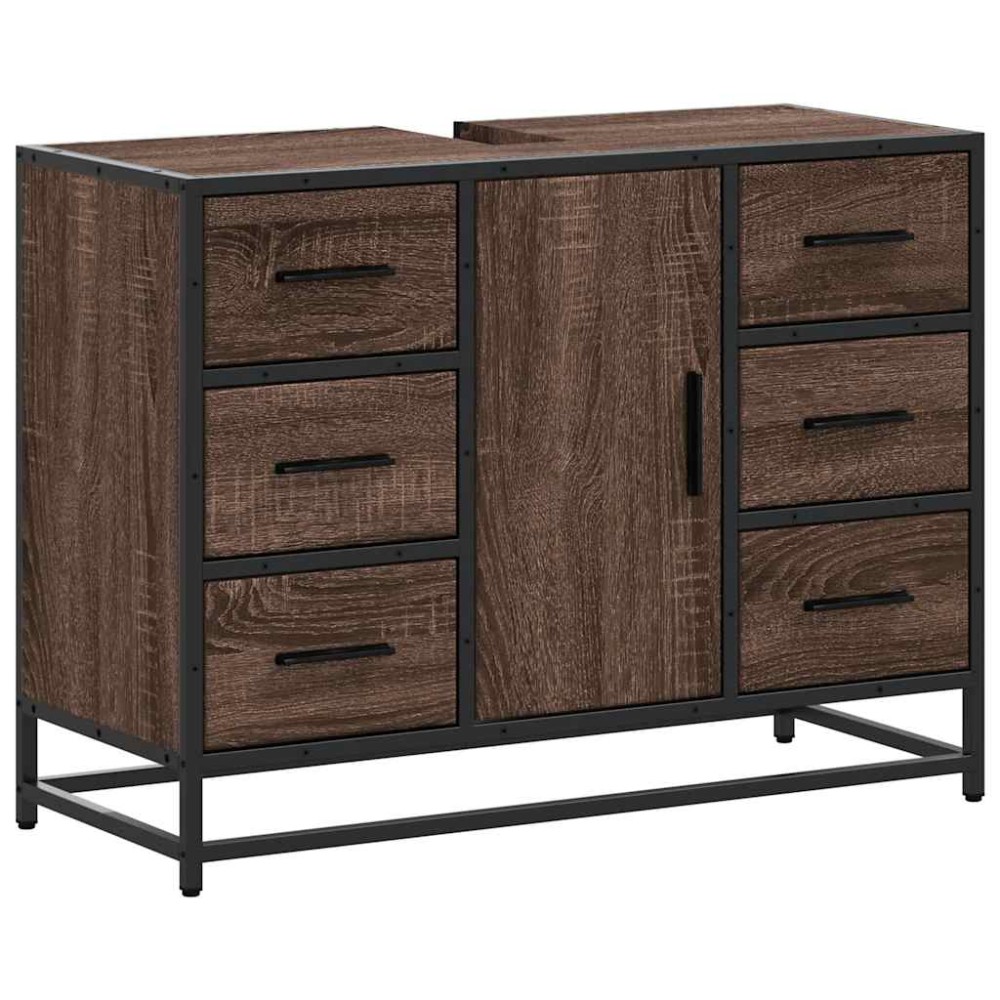 vidaXL Dulap chiuveta de baie, stejar maro, 80x33x60 cm, lemn compozit
