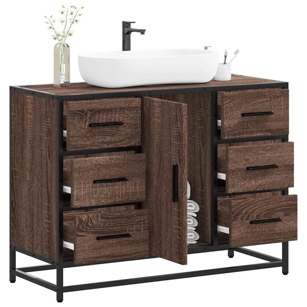 vidaXL Dulap chiuveta de baie, stejar maro, 80x33x60 cm, lemn compozit