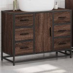 vidaXL Dulap chiuveta de baie, stejar maro, 80x33x60 cm, lemn compozit vidaXL Dulap chiuveta de baie, stejar maro, 80x33x60 cm, lemn compozit