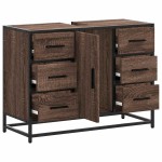 vidaXL Dulap chiuveta de baie, stejar maro, 80x33x60 cm, lemn compozit vidaXL Dulap chiuveta de baie, stejar maro, 80x33x60 cm, lemn compozit