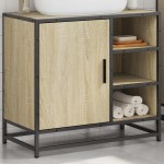 vidaXL Dulap de chiuvetă baie stejar sonoma 65x33x60 cm lemn prelucrat vidaXL Dulap de chiuvetă baie stejar sonoma 65x33x60 cm lemn prelucrat