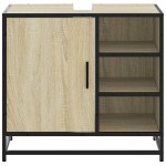vidaXL Dulap de chiuvetă baie stejar sonoma 65x33x60 cm lemn prelucrat vidaXL Dulap de chiuvetă baie stejar sonoma 65x33x60 cm lemn prelucrat