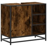 vidaXL Dulap pentru chiuvetă de baie stejar afumat 65x33x60 cm lemn vidaXL Dulap pentru chiuvetă de baie stejar afumat 65x33x60 cm lemn