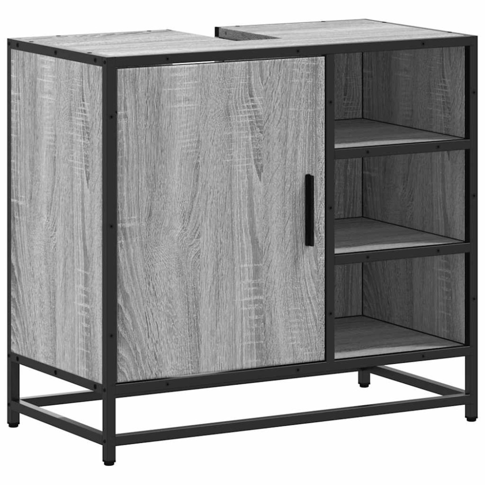 vidaXL Dulap pentru chiuvetă de baie gri Sonoma 65x33x60 cm lemn