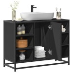 vidaXL Dulap chiuveta de baie, negru, 80x33x60 cm, lemn compozit vidaXL Dulap chiuveta de baie, negru, 80x33x60 cm, lemn compozit