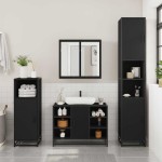 vidaXL Dulap chiuveta de baie, negru, 80x33x60 cm, lemn compozit vidaXL Dulap chiuveta de baie, negru, 80x33x60 cm, lemn compozit