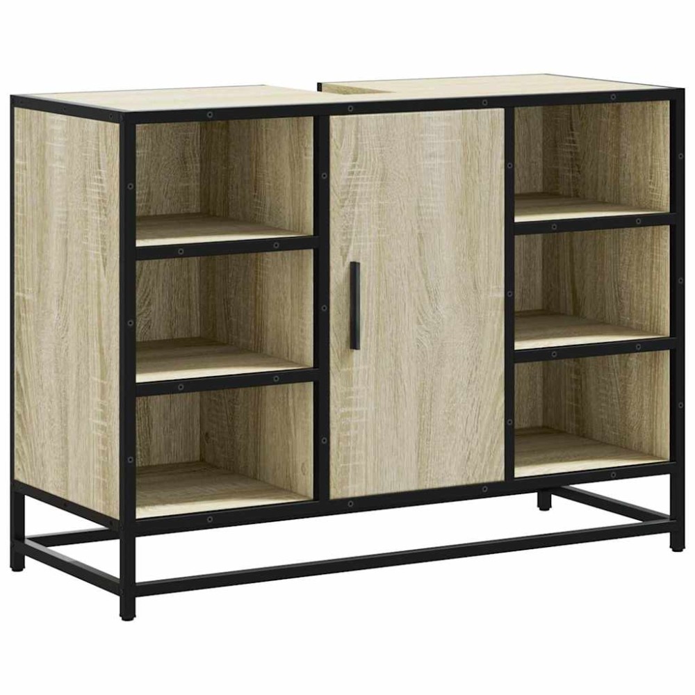 vidaXL Dulap chiuveta de baie, stejar sonoma, 80x33x60cm lemn compozit