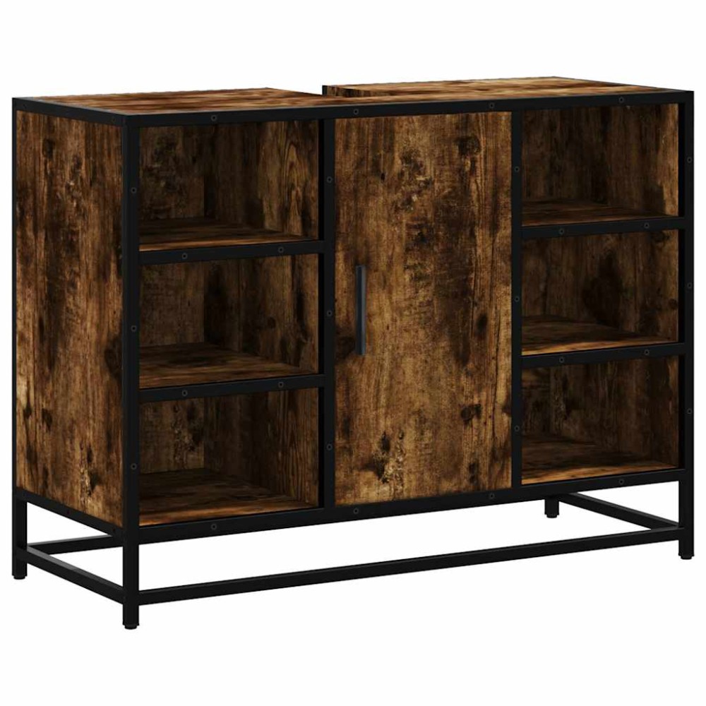 vidaXL Dulap chiuveta de baie stejar fumuriu 80x33x60 cm lemn compozit