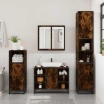 vidaXL Dulap chiuveta de baie stejar fumuriu 80x33x60 cm lemn compozit