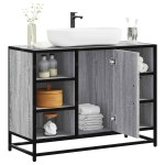 vidaXL Dulap chiuveta de baie, gri sonoma, 80x33x60 cm, lemn compozit vidaXL Dulap chiuveta de baie, gri sonoma, 80x33x60 cm, lemn compozit
