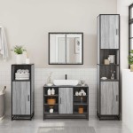 vidaXL Dulap chiuveta de baie, gri sonoma, 80x33x60 cm, lemn compozit vidaXL Dulap chiuveta de baie, gri sonoma, 80x33x60 cm, lemn compozit