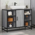 vidaXL Dulap chiuveta de baie, gri sonoma, 80x33x60 cm, lemn compozit vidaXL Dulap chiuveta de baie, gri sonoma, 80x33x60 cm, lemn compozit