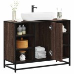 vidaXL Dulap chiuveta de baie, stejar maro, 80x33x60 cm, lemn compozit
