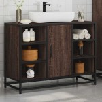 vidaXL Dulap chiuveta de baie, stejar maro, 80x33x60 cm, lemn compozit