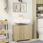 vidaXL Set mobilier de baie, 2 piese, stejar sonoma, lemn prelucrat vidaXL Set mobilier de baie, 2 piese, stejar sonoma, lemn prelucrat